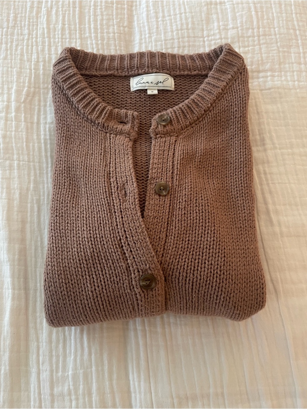 Chunky Brown Crewneck Button Cardigan Sweater size small - Picture 11 of 11